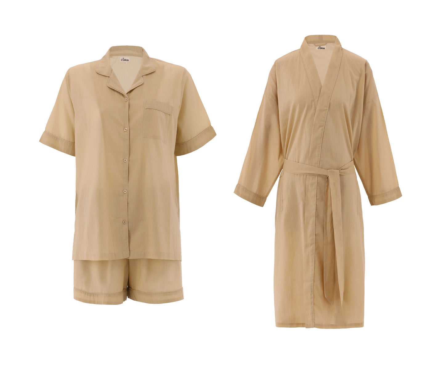 Eid Offer Beige Short PJ + Robe (Free Size)