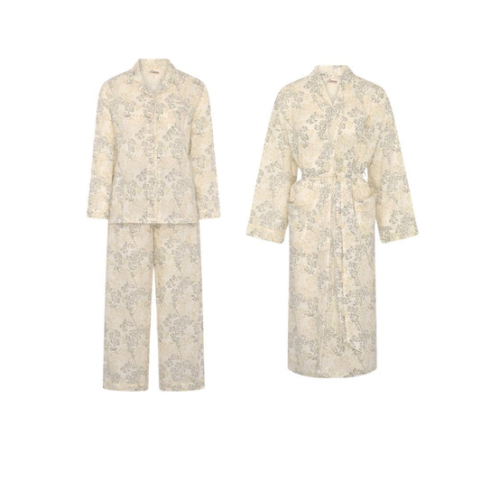 Eid Offer Printed Beige Long PJ + Robe (Free Size)