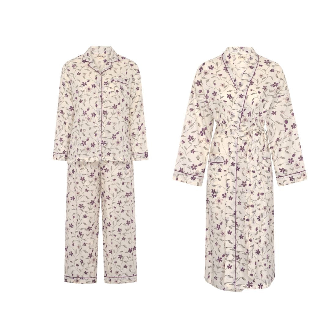 Eid Offer Cream Long PJ + Robe (Free Size)