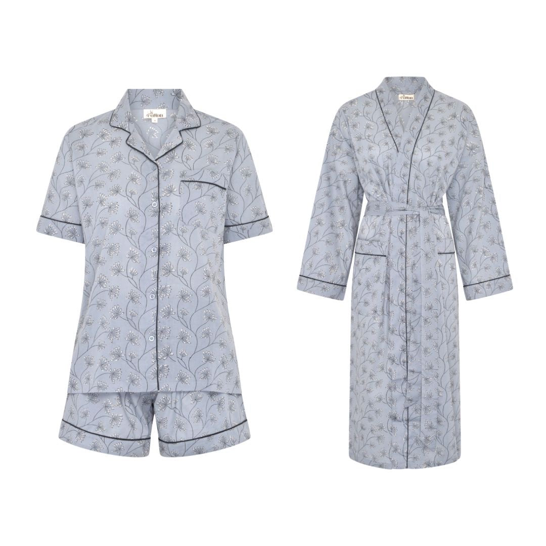 Eid Offer Blue Short PJ + Robe (Free Size)