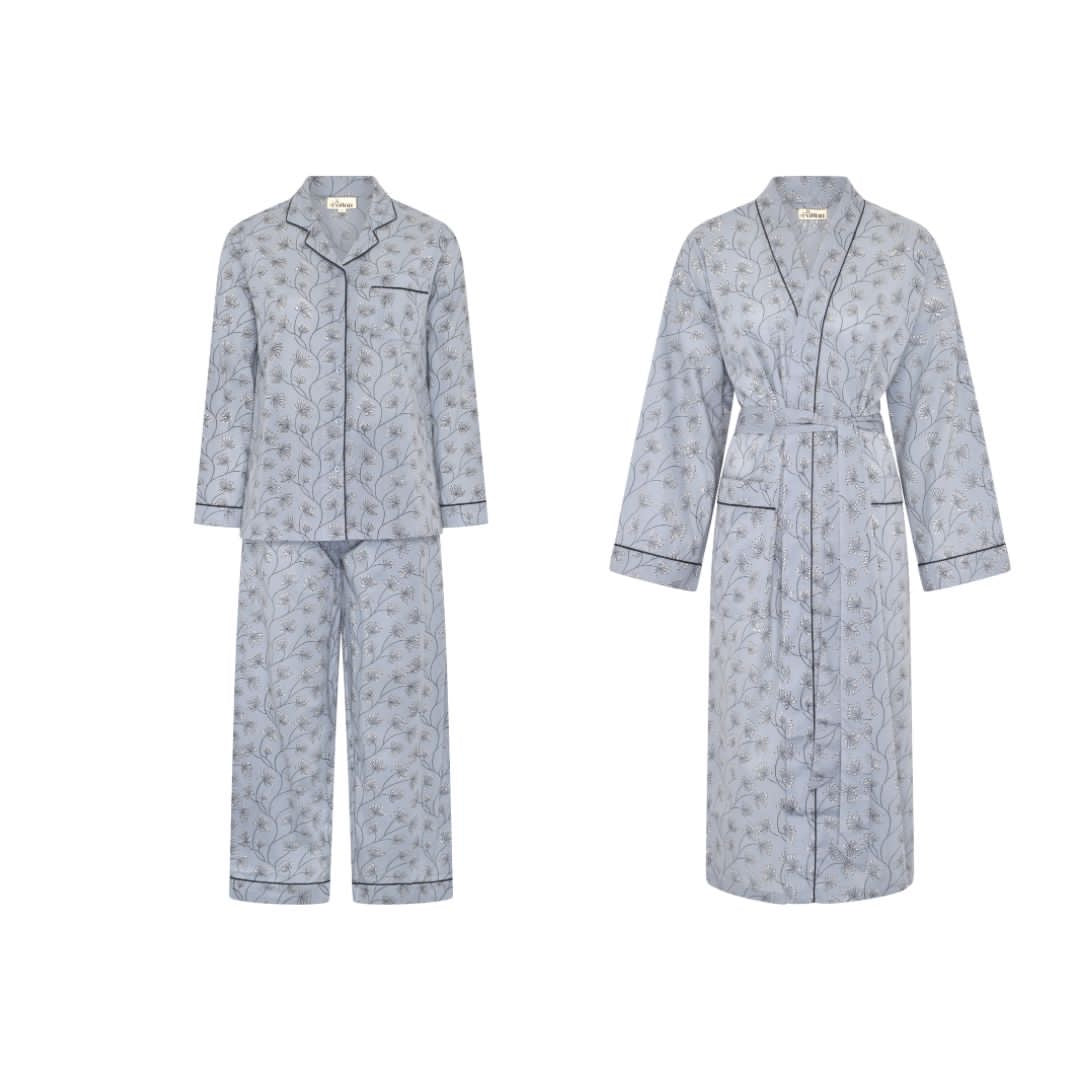 Eid Offer Blue Long PJ + Robe (Free Size)