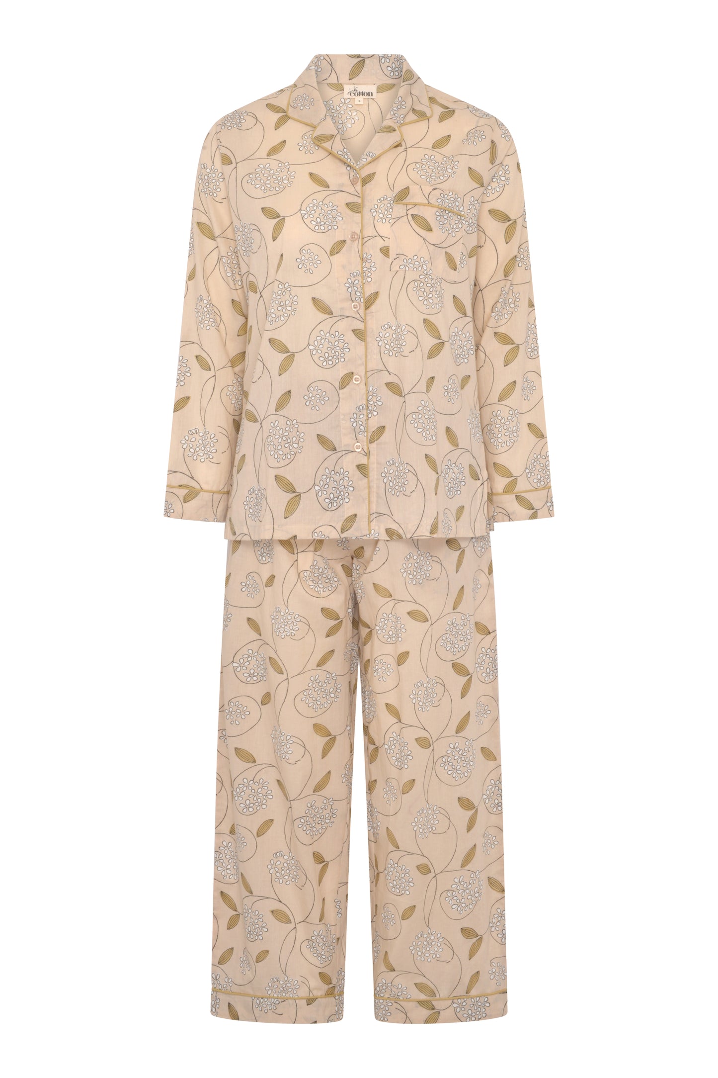 Printed Cream Long PJ Set