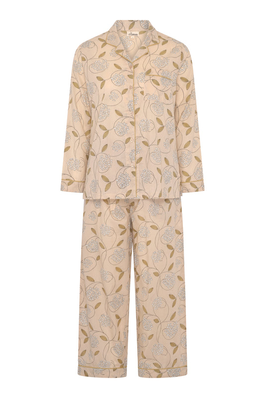 Printed Cream Long PJ Set